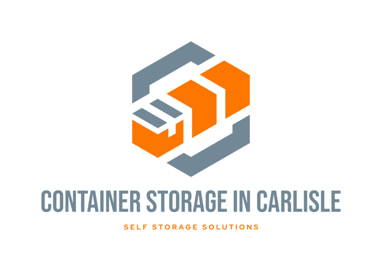 Logo for Container Storage In Carlisle featuring orange and grey geometric shapes.
